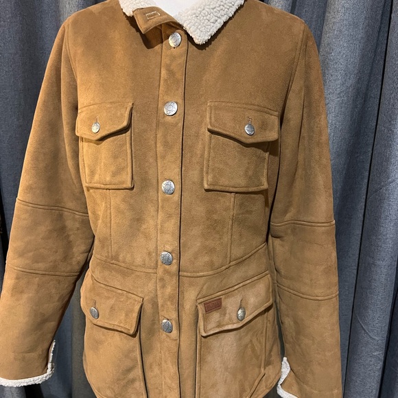 Outback Trading Co. faux Suede with faux Sherpa lining size Small - Picture 2 of 7